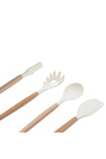 ست کفگیر ملاقه سیلیکونی دسته بامبو 7 پارچه - Image 4