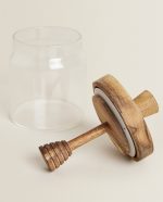 ظرف عسل شیشه ای با در چوبی - Image 6