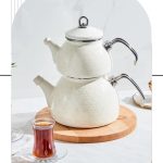 کتری و قوری لعاب دار طرح کریستال
