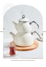 کتری و قوری لعاب دار طرح کریستال