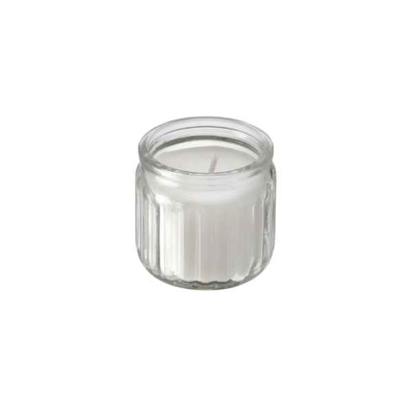 شمع معطر با ظرف شیشه‌ای، رنگ بژ ، رایحه وانیل IKEA HOKGOK