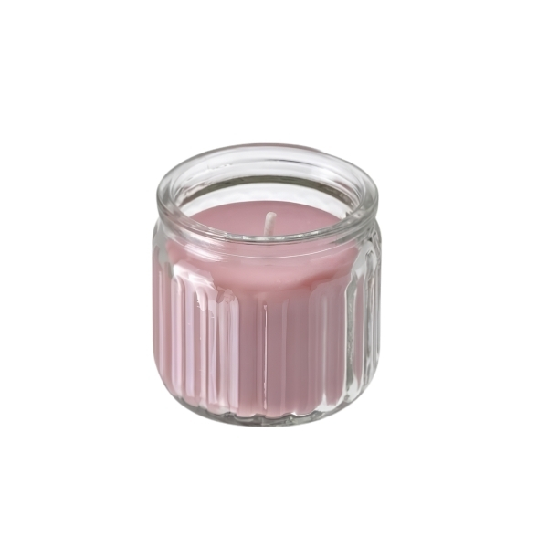 شمع معطر با ظرف شیشه‌ای، صورتی روشن،رایحه توت‌های قرمز IKEA HOKGOK