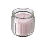 شمع معطر با ظرف شیشه‌ای، رنگ صورتی روشن ، رایحه گلهای صورتی IKEA HOKGOK